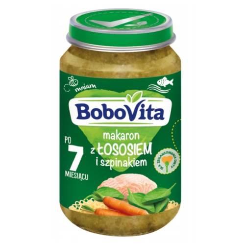 Miniaturka artykułu - BoboVita Makaron z łososiem i szpinakiem po 7 miesiącu, 190 g