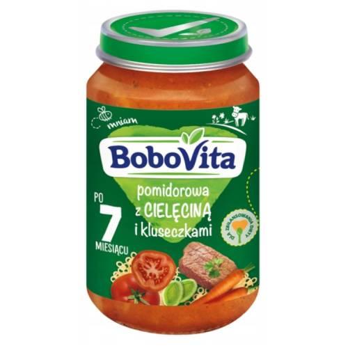 Miniaturka artykułu - BoboVita Pomidorowa z cielęciną i kluseczkami po 7 miesiącu, 190 g