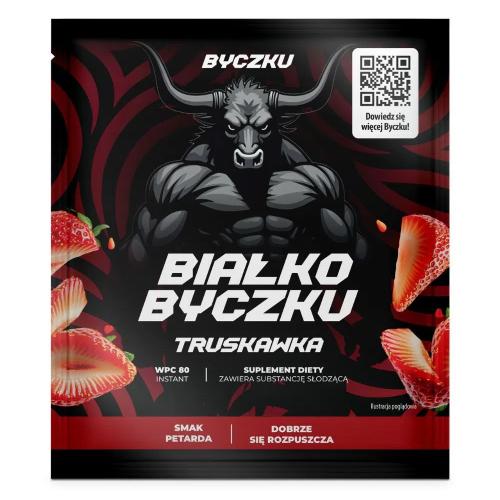 Miniaturka artykułu - Byczku Białko Byczku truskawka, 30 g