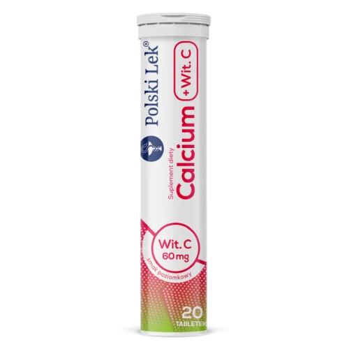 Miniaturka artykułu - Calcium z witaminą C smak poziomkowy, 20 tabl.