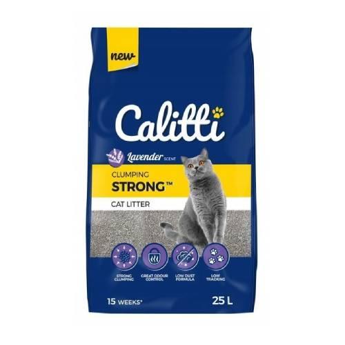 Miniaturka artykułu - Calitti Strong Bentonitowy, mocno zbrylający, lawendowy żwirek dla kota, 25l