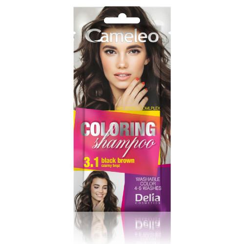 Miniaturka artykułu - DELIA CAMELEO Szampon koloryzujący 3.1 czarny brąz, 40ml