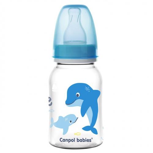 Miniaturka artykułu - CANPOL BABIES Butelka LOVE&SEA, 0m+ niebieska, 120ml