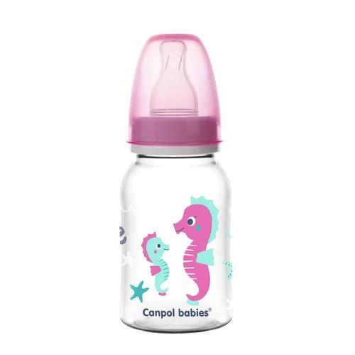 Miniaturka artykułu - CANPOL BABIES Butelka LOVE&SEA, 0m+ r&oacute;żowe koniki morskie, 120ml 59/300