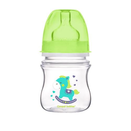 Miniaturka artykułu - CANPOL BABIES Butelka szeroka antykolkowa 0m+ zielona 35/205 120ml