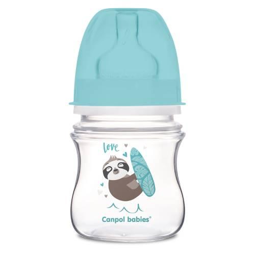 Miniaturka artykułu - CANPOL BABIES Butelka szerokootworowa antykolkowa turkusowy leniwiec- 120ml 35/220