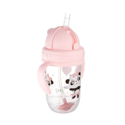 Miniaturka artykułu - CANPOL BABIES Kubek niekapek z rurką i odważnikiem 6m+, 270 ml Exotic Animals r&oacute;ż 56/606	