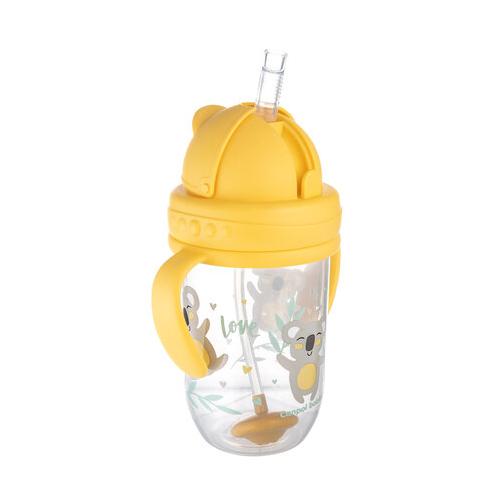 Miniaturka artykułu - CANPOL BABIES Kubek niekapek z rurką i odważnikiem 6m+, 270 ml Exotic Animals ż&oacute;łty 56/606	