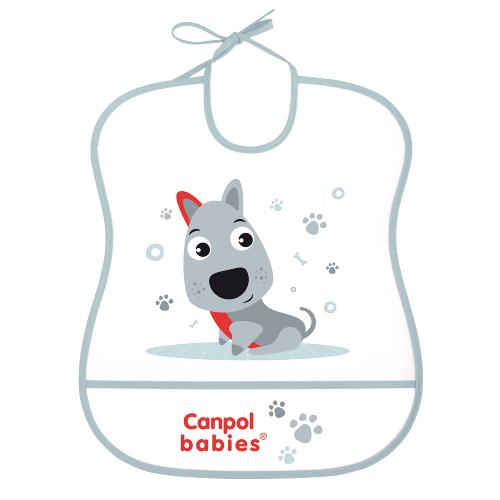 Miniaturka artykułu - CANPOL BABIES Śliniak plastikowy miękki, niebieski pies 2/919, 1szt.