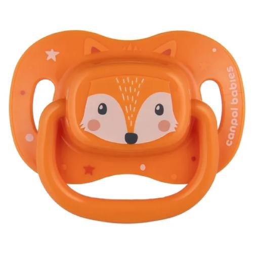 Miniaturka artykułu - Canpol Babies Smoczek uspokajający kauczukowy 6-18m Animals pomarańczowy 22/594, 1 szt.