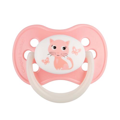 Miniaturka artykułu - CANPOL BABIES Smoczek uspokajający kauczukowy okrągły Animals 6-18m r&oacute;żowy kot 22/594