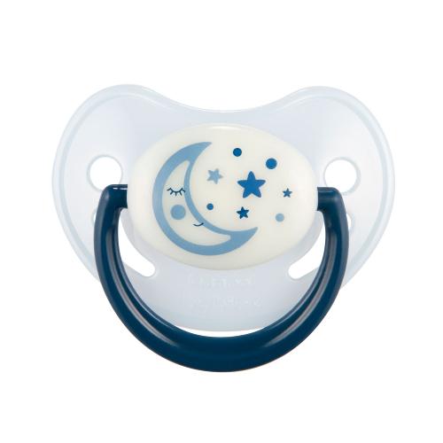 Miniaturka artykułu - CANPOL BABIES Smoczek uspokajający silikonowy anatomiczny 6-18m Night Dreams Niebieski 22/501