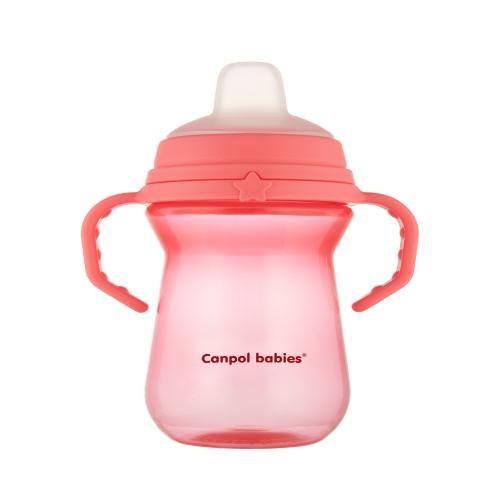 Miniaturka artykułu - CANPOL BABIES Kubek niekapek z miękkim ustnikiem FirstCup 250ml, r&oacute;żowy 56/615_pin
