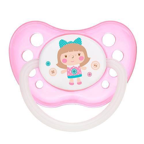 CANPOL Smoczek uspokajający silikonowy anatomiczny TOYS R&oacute;żowy 18m+