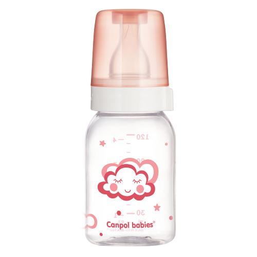 Miniaturka artykułu - CANPOL BABIES Butelka szklana r&oacute;żowa 3m+ NIGHT DREAMS 120ml 42/102