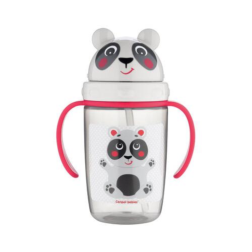 Miniaturka artykułu - CANPOL BABIES Kubek z rurką silikonową HELLO LITTLE panda, 400 ml 56/500