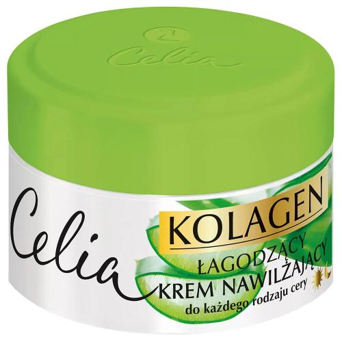 Miniaturka artykułu - CELIA Kolagen Łagodzący krem nawilżający do twarzy z Aloesem, 50ml