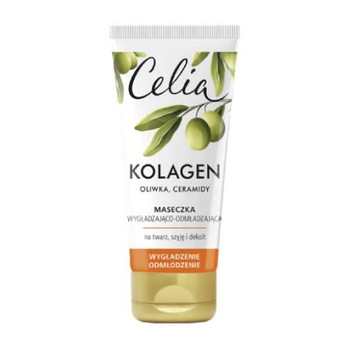Miniaturka artykułu - CELIA Kolagen Maseczka do twarzy wygładzająco-odmładzająca Oliwka, 60ml
