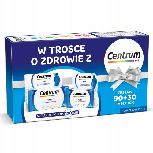 Miniaturka artykułu - Zestaw Centrum Man Witaminy dla mężczyzn, 90+30 tabl.