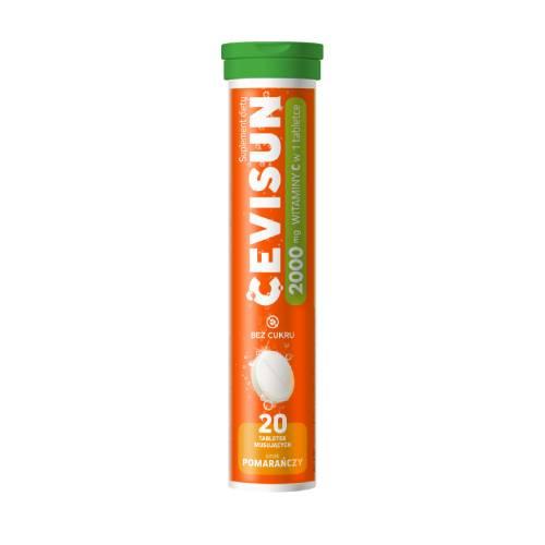Miniaturka artykułu - CeviSun 2000mg, 20 tabletek musujących  KR&Oacute;TKA DATA 30.06.2026