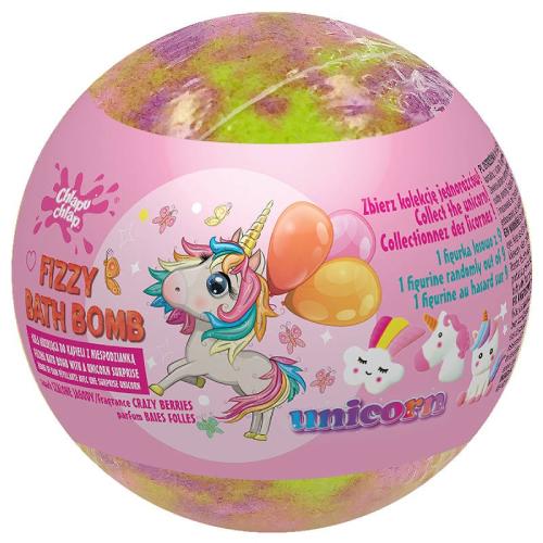 Miniaturka artykułu - CHLAPU CHLAP Kula musująca do kąpieli z niespodzianką SZALONE JAGODY, 140g