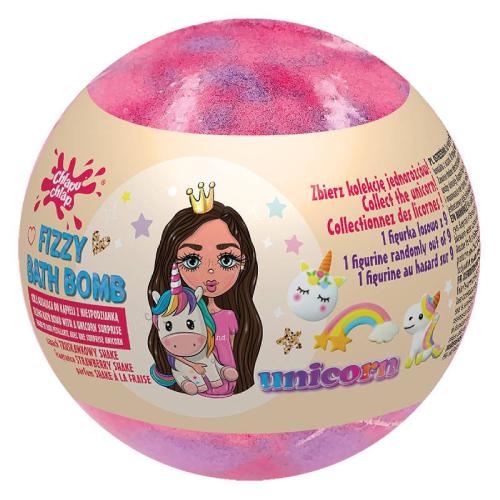 Miniaturka artykułu - CHLAPU CHLAP Kula musująca do kąpieli z niespodzianką TRUSKAWKOWY SHAKE, 140g