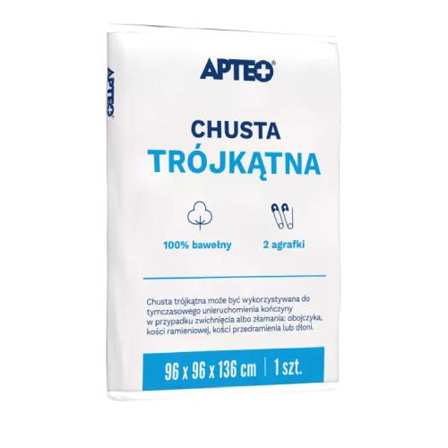 Miniaturka artykułu - Chusta tr&oacute;jkątna bawełniana + 2 agrafki APTEO