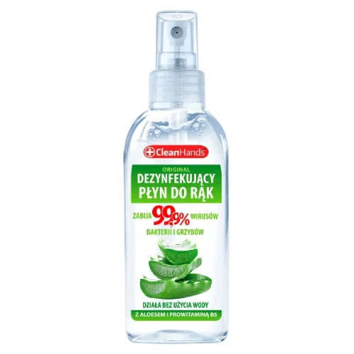 Miniaturka artykułu - CleanHands Płyn dezynfekujący do rąk z aloesem i prowitaminą B5, 100 ml