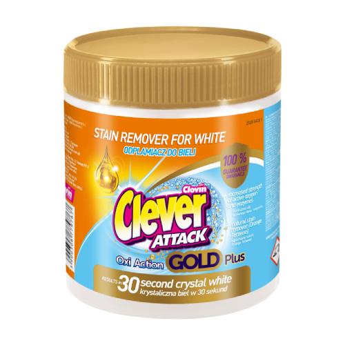 Clever Attack Gold Plus Odplamiacz do tkanin białych, 730g