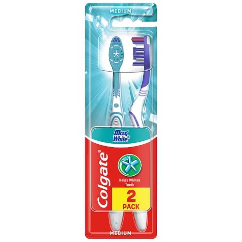 Miniaturka artykułu - Colgate Max White Szczoteczka do zęb&oacute;w średnia, 2 szt.