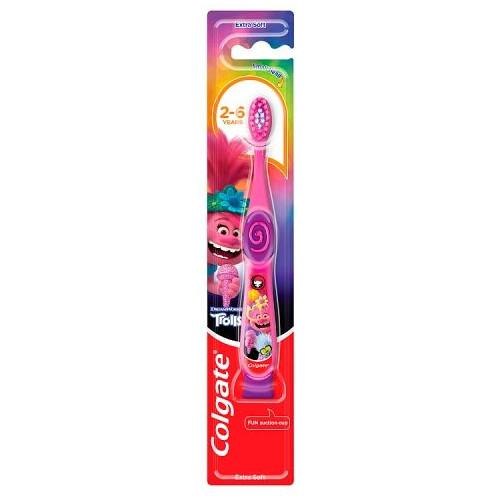 Miniaturka artykułu - COLGATE Szczoteczka do zęb&oacute;w dla dzieci 2-6 lat Trolls r&oacute;żowa, 1szt.