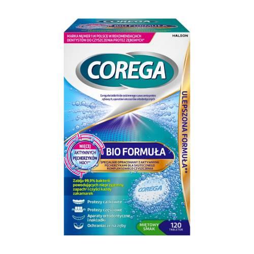 Miniaturka artykułu - Corega Bio Formuła Tabletki do codziennego czyszczenia protez zębowych, 120 szt.