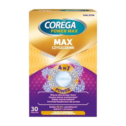 Miniaturka artykułu - Corega Power Max Tabletki do codziennego czyszczenia protez zębowych, 30 szt.