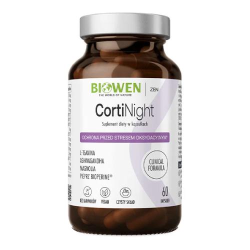 Miniaturka artykułu - Biowen CortiNight, 60 kaps. - suplement diety z ahswagandhą