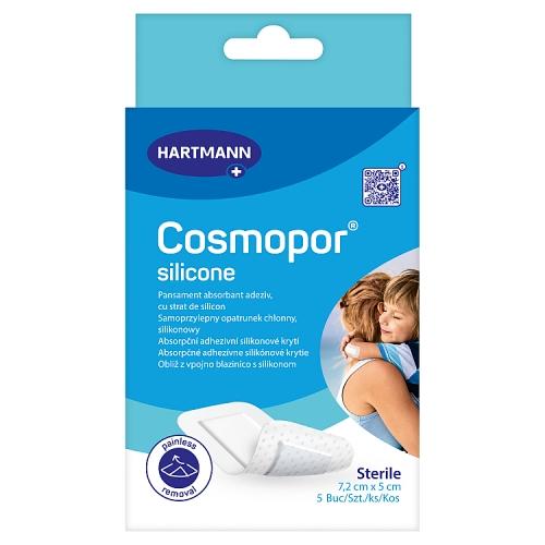 Miniaturka artykułu - COSMOPOR Silicone opatrunek samoprzylepny 7,2x5cm, 5szt.