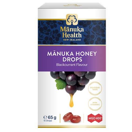 Miniaturka artykułu - Cukierki z Miodem Manuka MGO&trade; 400+ i witaminą C o smaku czarnej porzeczki, 65 g