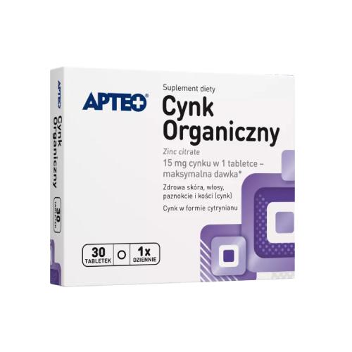 Miniaturka artykułu - APTEO Cynk organiczny, 30 tabletek