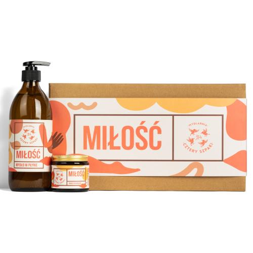 Miniaturka artykułu -  CZTERY SZPAKI (4szpaki) Zestaw Miłość: Mydło w płynie, 500ml + Świeca do masażu, 120g