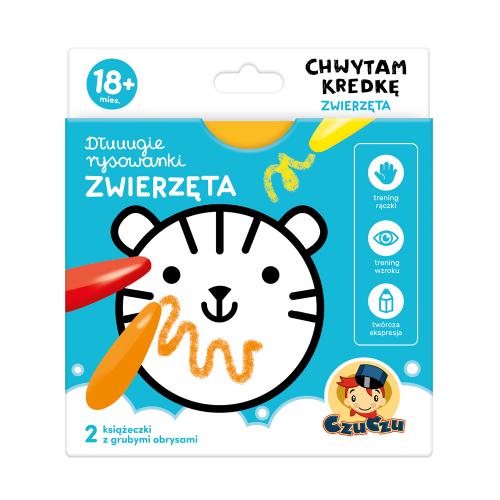 Miniaturka artykułu - CzuCzu Dłuugie rysowanki Zwierzęta - Chwytam kredkę dla dzieci 18m+