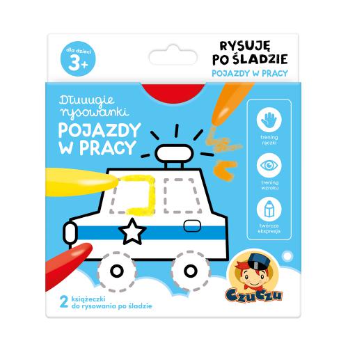 Miniaturka artykułu - CzuCzu Dłuuugie rysowanki Rysuję po śladzie - Pojazdy w pracy dla dzieci 3+