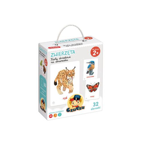 Miniaturka artykułu - CzuCzu Karty obrazkowe na sznureczku. Zwierzęta dla dzieci 2+	
