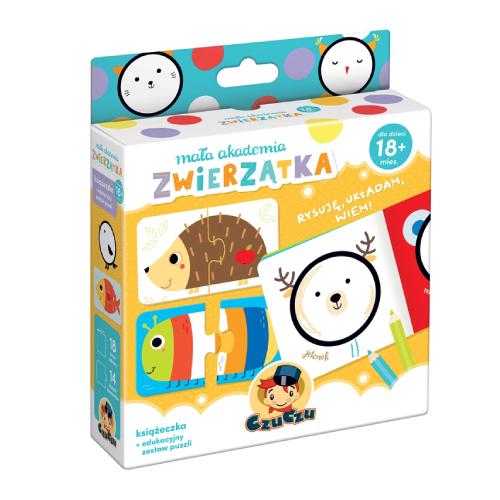 Miniaturka artykułu - CzuCzu Mała akademia Zwierzątka 18m+: książeczka + puzzle 