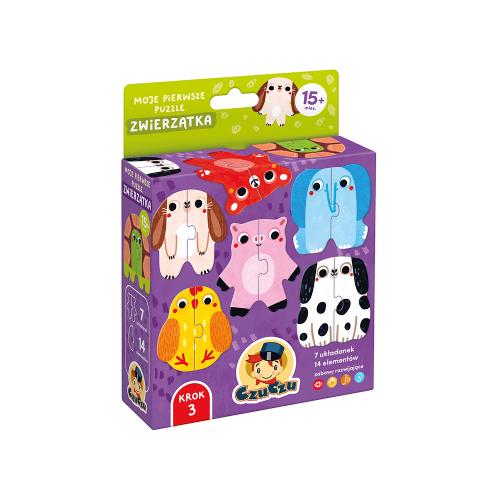 Miniaturka artykułu - CzuCzu Moje pierwsze puzzle Zwierzątka 15m+ 7 układanek, 14 element&oacute;w