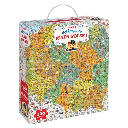 CzuCzu Puzzle odkrywcy Mapa Polski dla dzieci 7+, 300 element&oacute;w