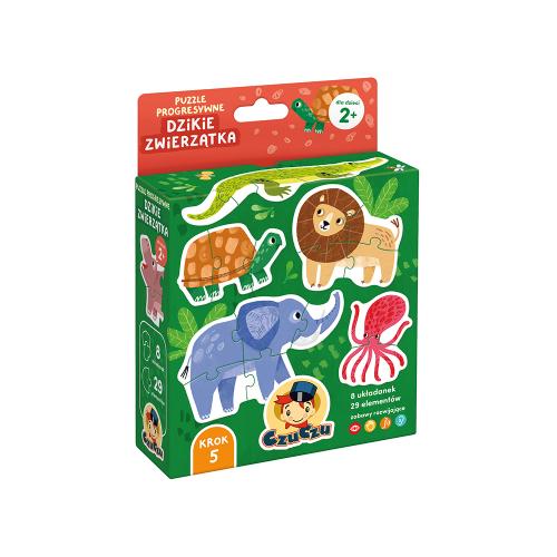 Miniaturka artykułu - CzuCzu Puzzle progresywne Dzikie zwierzątka 2+ 8 układanek, 29 element&oacute;w