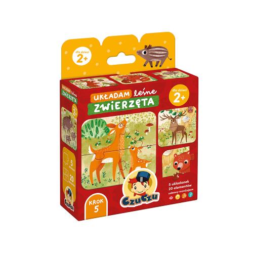 Miniaturka artykułu - CzuCzu Układam leśne zwierzęta 2+, 5 układanek, 20 element&oacute;w