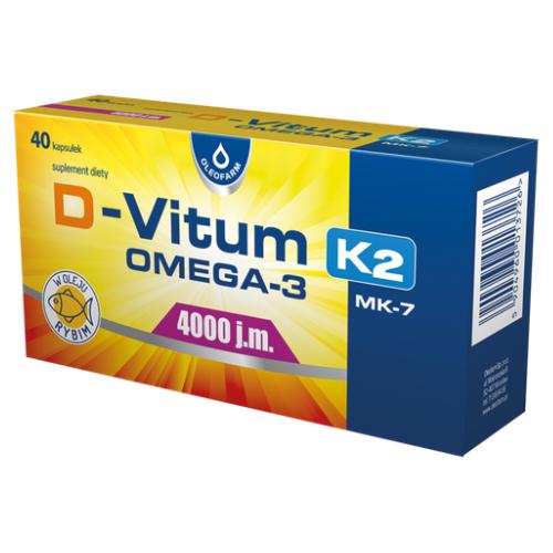 Miniaturka artykułu - D-Vitum 4000 j.m. K2 MK-7 Omega-3, 40 kaps.