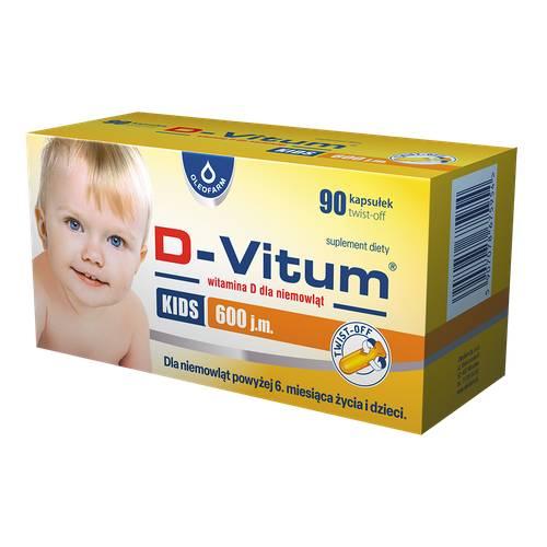 Miniaturka artykułu - D-Vitum Kids 600 twist-off, 90 kaps. - witamina D dla dzieci