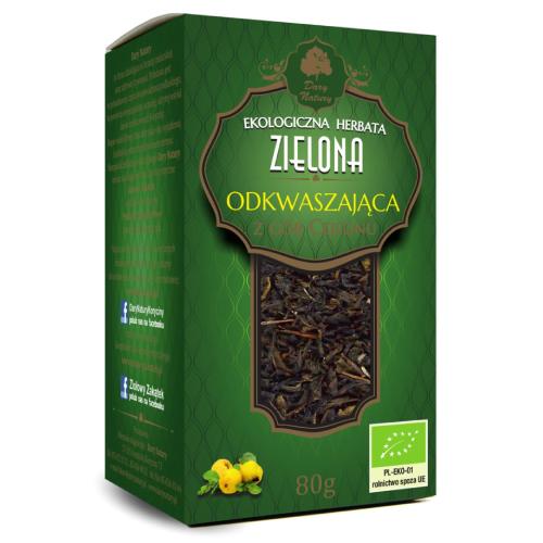 Miniaturka artykułu - DARY NATURY Herbata zielona Odkwaszająca EKO, 80g