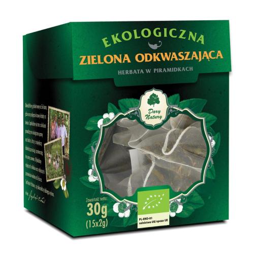 Miniaturka artykułu - DARY NATURY Herbata Zielona Odkwaszająca EKO, 15 x 2 g